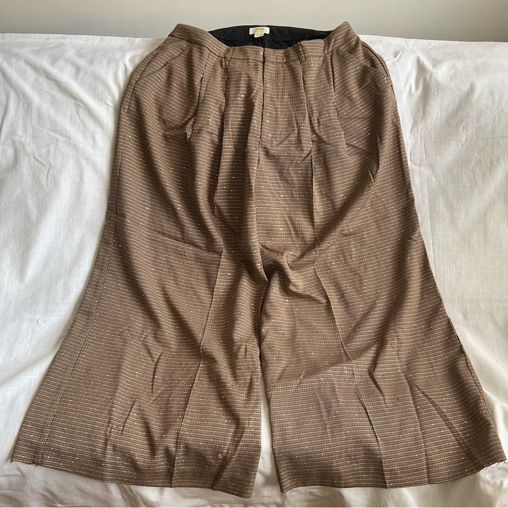 Maeve for Anthropologie | Sparkled Wide-Leg Houndstooth Trousers | 18W
